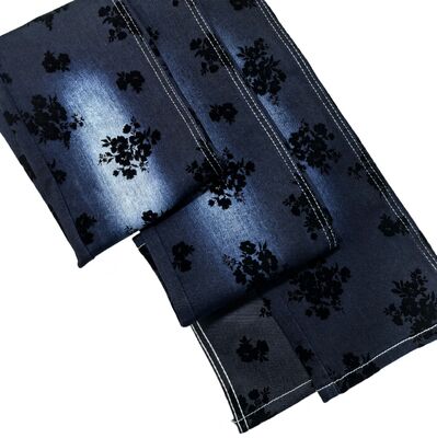 comprare Tessuto in denim flockato con rosa nera, stile twill elasticizzato per jeans o giacca da donna fabbricazione online