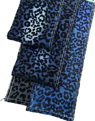 comprare Black Leopard Print Twill Style Stoffa denim 70%Cotton Blu scuro Per giacca o jeans fabbricazione online