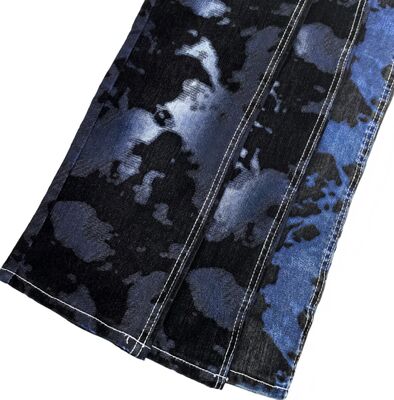 comprare Stile Maillard Nero Stoffa di denim a fiocco Blu scuro 70% di cotone Disegno unico per jeans fabbricazione online