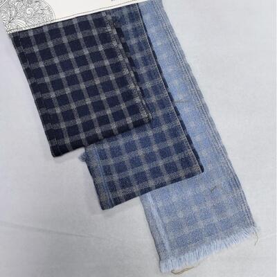 comprare Tessuto denim jacquard Gingham blu scuro lavato per jeans alla moda 10OZ fabbricazione online