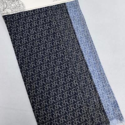 comprare Tessuto denim jacquard con motivo RR, cotone e poliestere, peso medio, per jeans da uomo dal design speciale fabbricazione online
