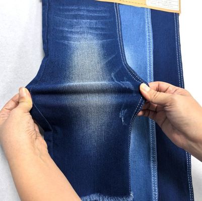 9OZ Stretch Elasticity Indigo Satin Denim Fabric For Lady Contrazione Proof