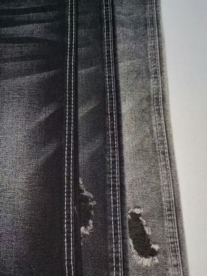 Tessuto denim NERO/NERO in misto cotone e poliestere, pesante e morbidissimo, da 11,3 once, JSD3250A, per jeans alla moda